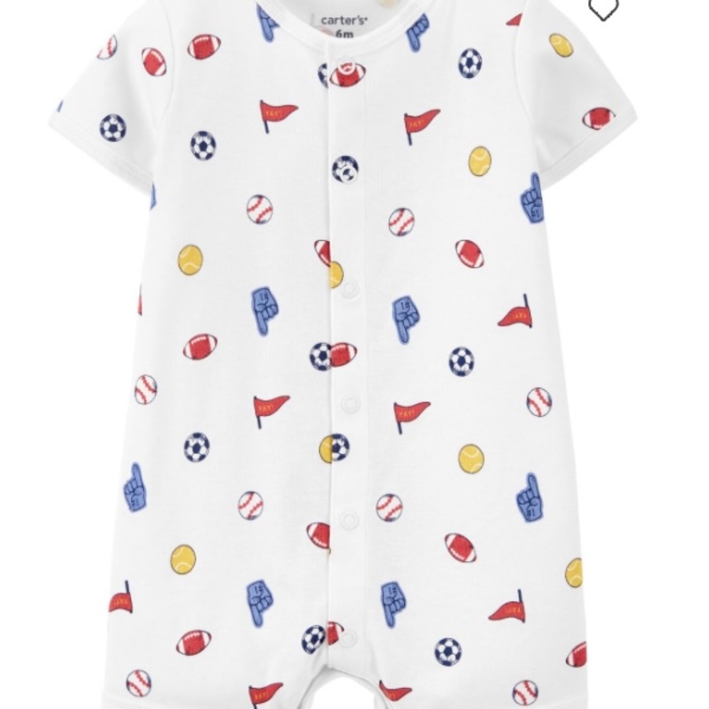 Carters sports-print summer romper, size 18 month.